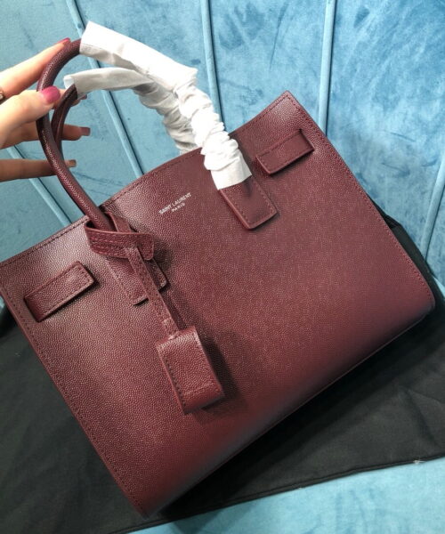 [REP 1:1] Saint Laurent Sac De Jour Baby In Shiny Burgundy For Women 10.2in/26cm YSL