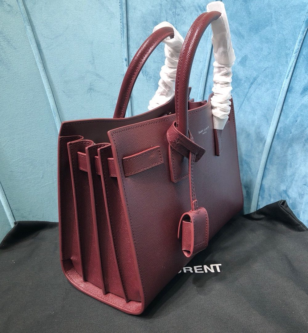 [REP 1:1] Saint Laurent Sac De Jour Baby In Shiny Burgundy For Women 10.2in/26cm YSL