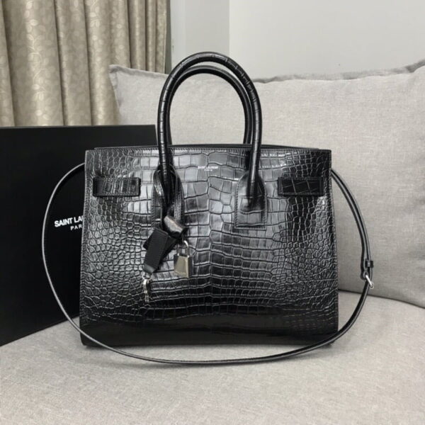 [REP 1:1] Saint Laurent Sac De Jour Small In Embossed Crocodile Black For Women 12.5in/32cm YSL  378299DND1N1000