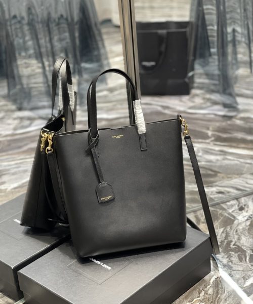 [REP 1:1] Saint Laurent Shopping Bag Black Toy In Supple For Women 11in/28cm YSL 600307CSV0J1000