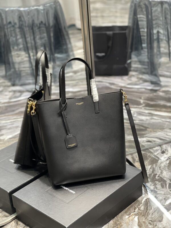 [REP 1:1] Saint Laurent Shopping Bag Black Toy In Supple For Women 11in/28cm YSL 600307CSV0J1000