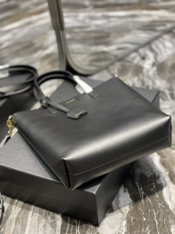 [REP 1:1] Saint Laurent Shopping Bag Black Toy In Supple For Women 11in/28cm YSL 600307CSV0J1000