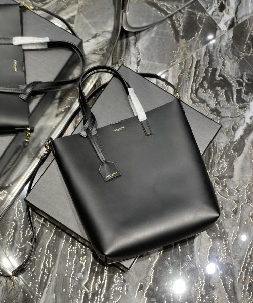 [REP 1:1] Saint Laurent Shopping Bag Black Toy In Supple For Women 11in/28cm YSL 600307CSV0J1000