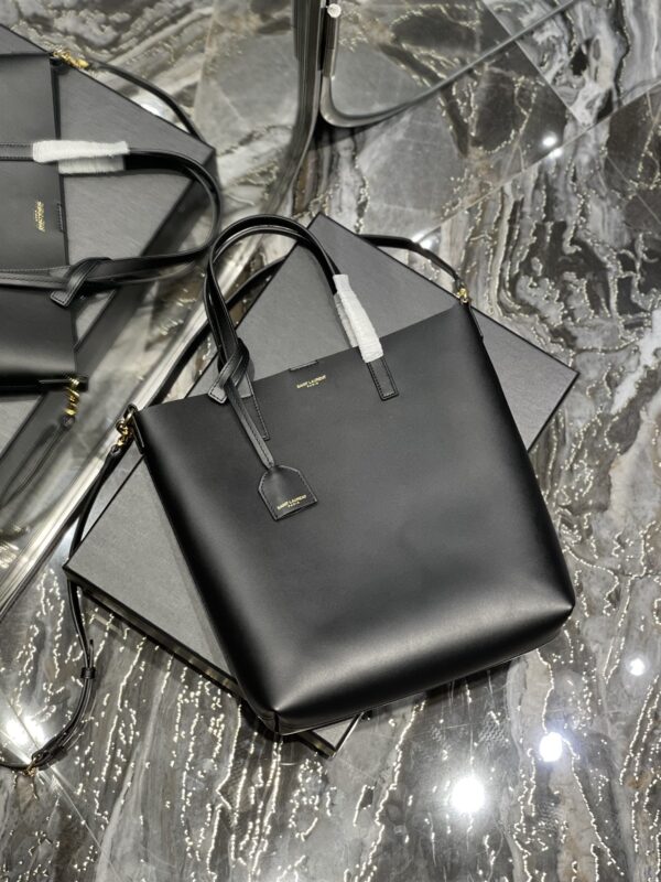 [REP 1:1] Saint Laurent Shopping Bag Black Toy In Supple For Women 11in/28cm YSL 600307CSV0J1000
