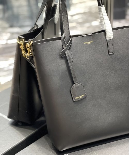 [REP 1:1] Saint Laurent Shopping Bag Black Toy In Supple For Women 11in/28cm YSL 600307CSV0J1000