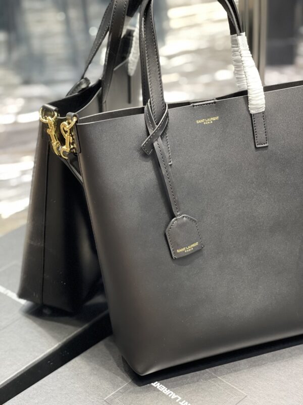 [REP 1:1] Saint Laurent Shopping Bag Black Toy In Supple For Women 11in/28cm YSL 600307CSV0J1000
