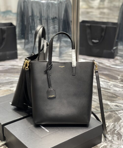 [REP 1:1] Saint Laurent Shopping Bag Black Toy In Supple For Women 11in/28cm YSL 600307CSV0J1000