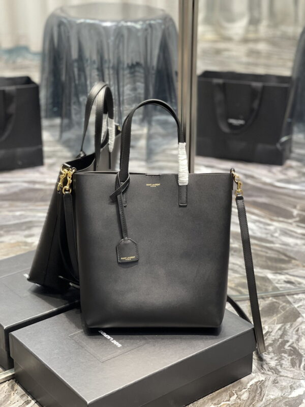 [REP 1:1] Saint Laurent Shopping Bag Black Toy In Supple For Women 11in/28cm YSL 600307CSV0J1000
