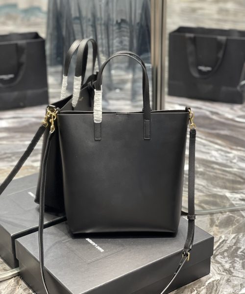 [REP 1:1] Saint Laurent Shopping Bag Black Toy In Supple For Women 11in/28cm YSL 600307CSV0J1000