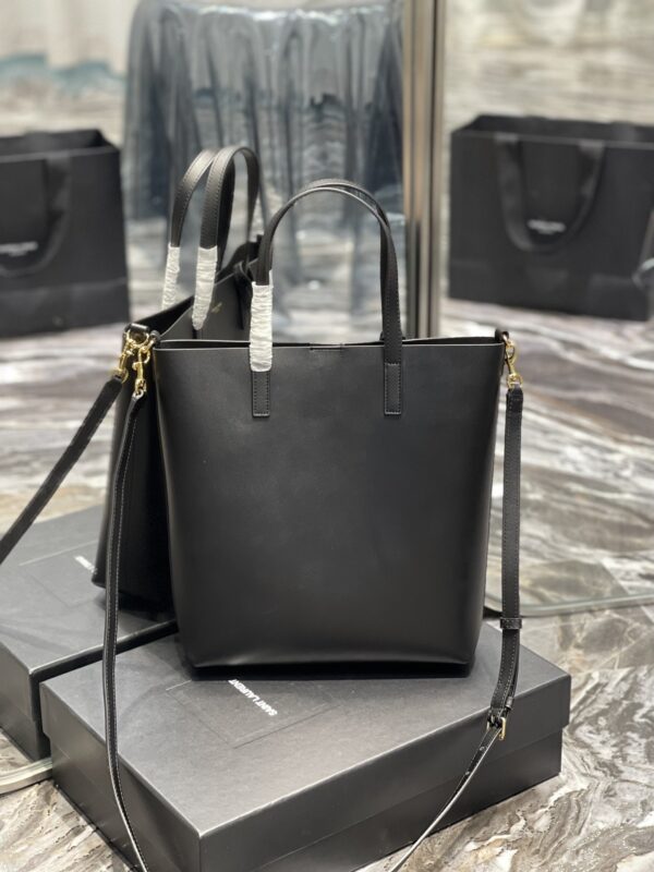 [REP 1:1] Saint Laurent Shopping Bag Black Toy In Supple For Women 11in/28cm YSL 600307CSV0J1000