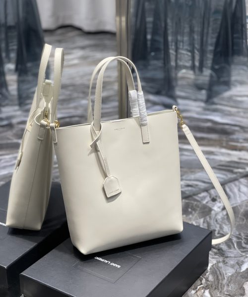 [REP 1:1] Saint Laurent Shopping Bag White Toy In Supple For Women 11in/28cm YSL 600307CSV0J9207
