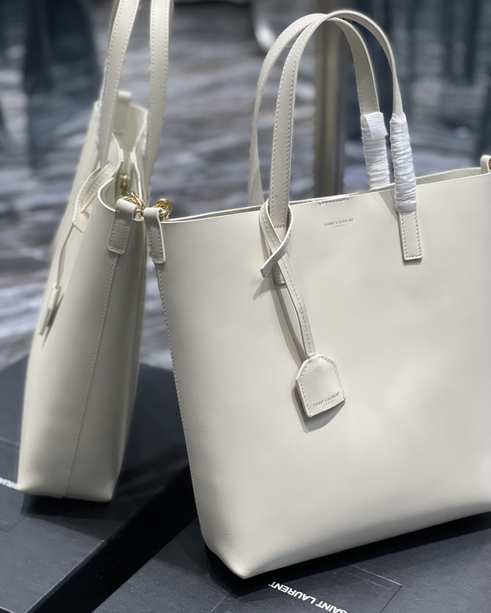 [REP 1:1] Saint Laurent Shopping Bag White Toy In Supple For Women 11in/28cm YSL 600307CSV0J9207