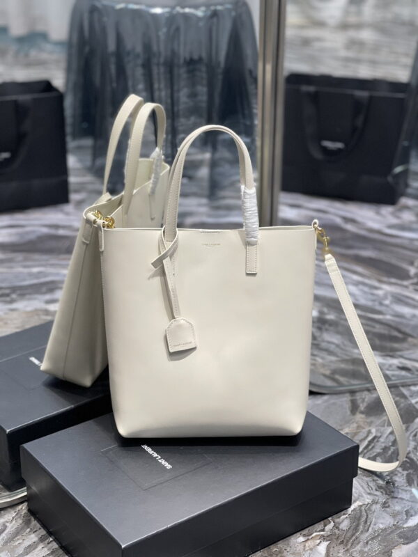 [REP 1:1] Saint Laurent Shopping Bag White Toy In Supple For Women 11in/28cm YSL 600307CSV0J9207