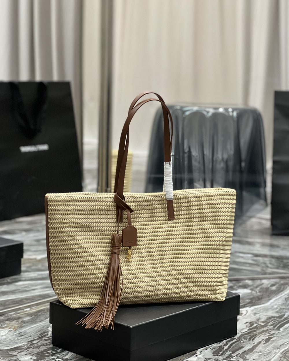 [REP 1:1] Saint Laurent Shopping E/W Beige For Women, Women's Bags 14.6in/37cm YSL