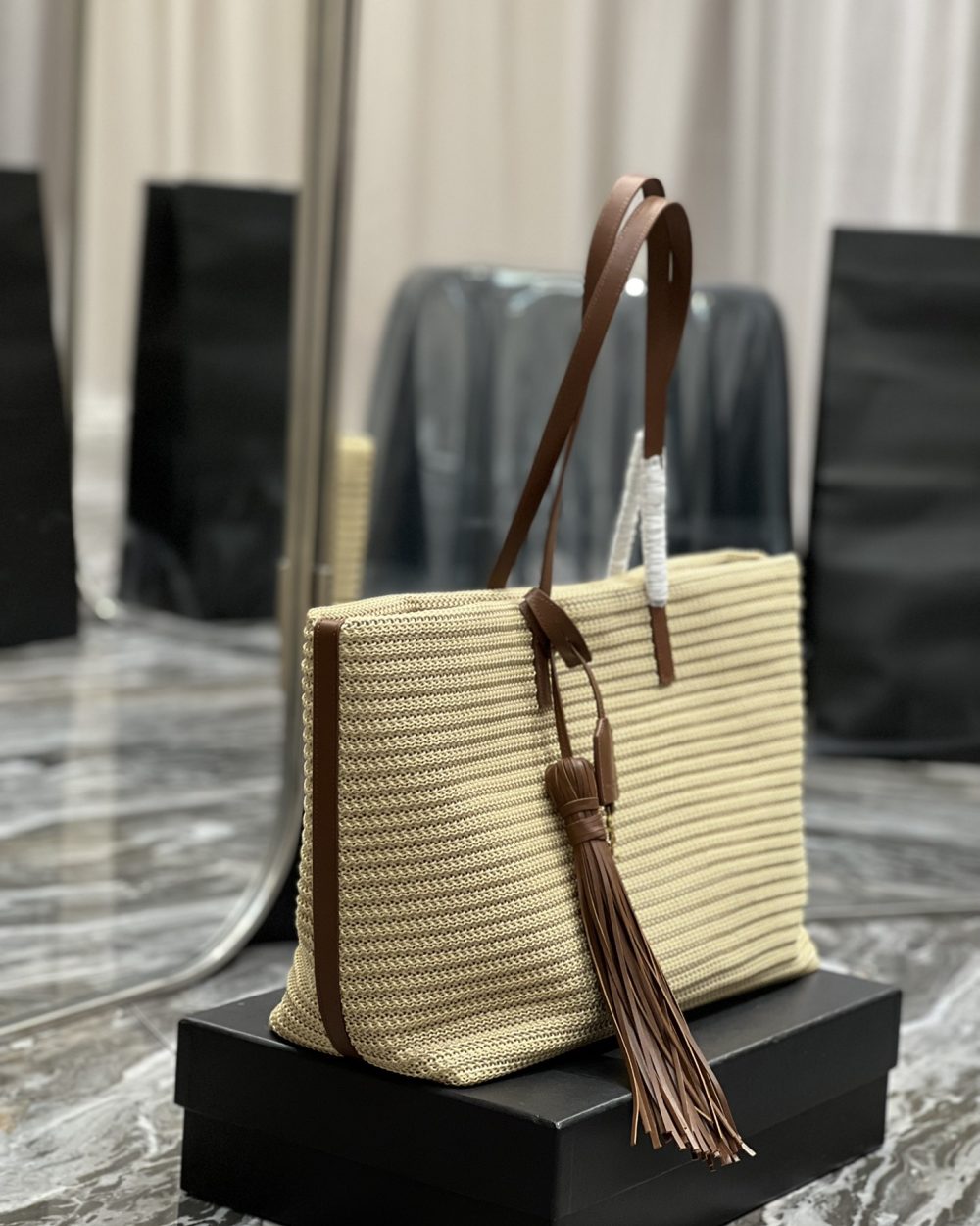 [REP 1:1] Saint Laurent Shopping E/W Beige For Women, Women's Bags 14.6in/37cm YSL