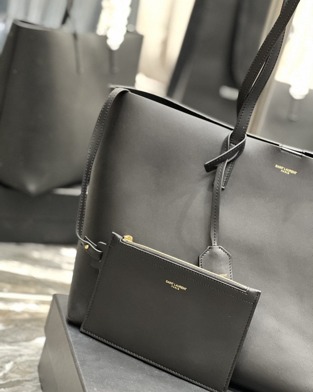 [REP 1:1] Saint Laurent Shopping E/W Tote Bag Black With Gold Hardware For Women 14.5in/38cm YSL 600281CSV0J1000