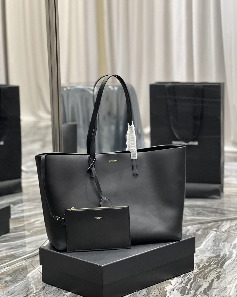 [REP 1:1] Saint Laurent Shopping E/W Tote Bag Black With Gold Hardware For Women 14.5in/38cm YSL 600281CSV0J1000