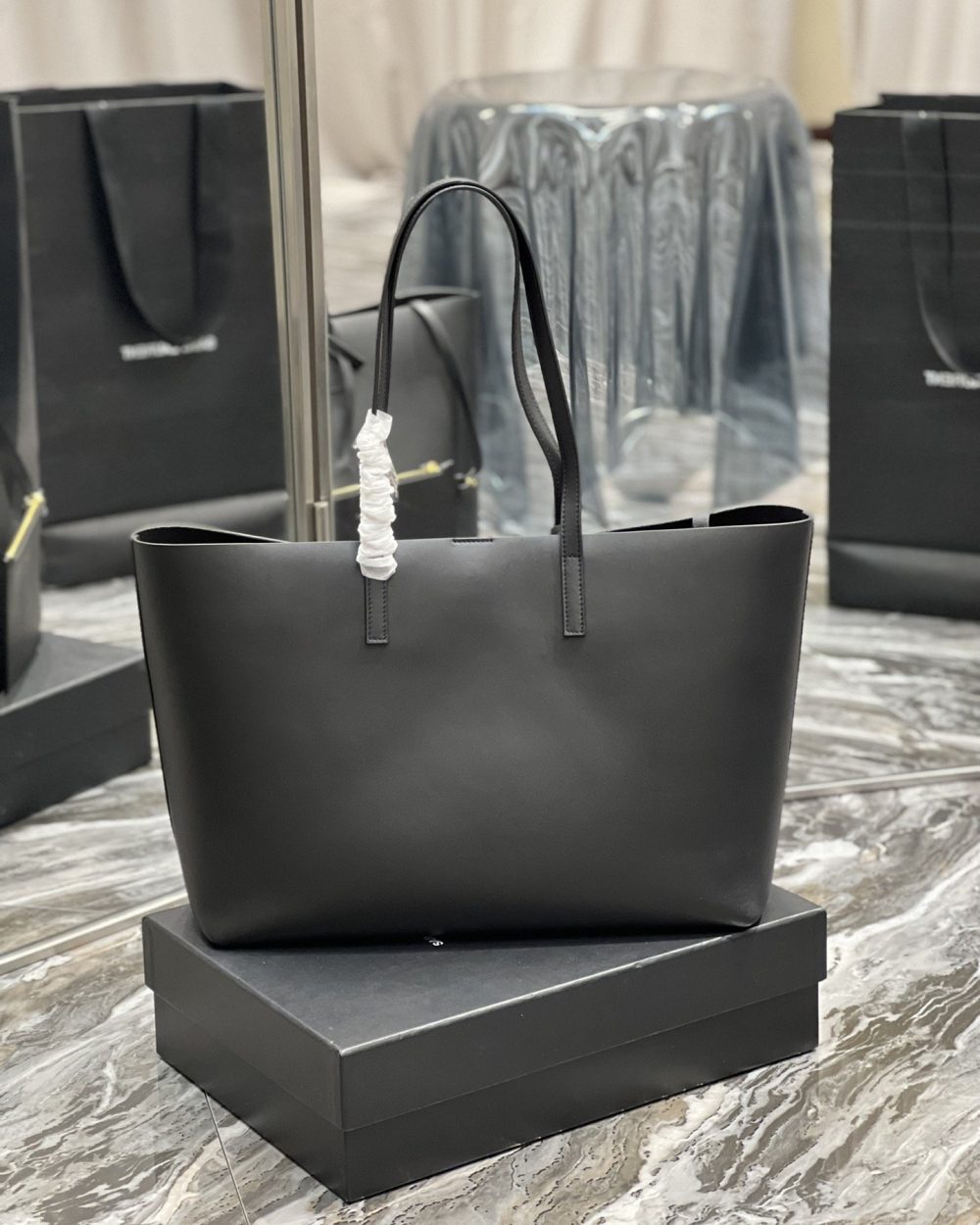 [REP 1:1] Saint Laurent Shopping E/W Tote Bag Black With Gold Hardware For Women 14.5in/38cm YSL 600281CSV0J1000