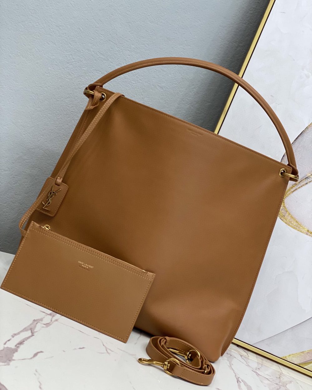 [REP 1:1] Saint Laurent Shopping N/S In Supple Brown For Women 13.7in/35cm YSL