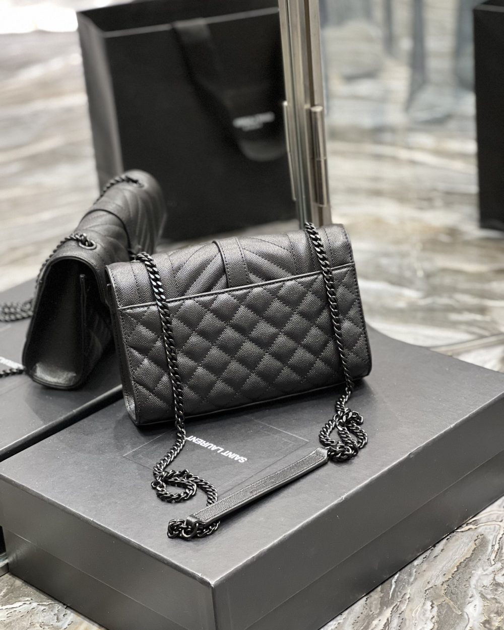 [REP 1:1] Saint Laurent Small Bag Black In Mix Matelasse For Women 8.2in/21cm YSL 600195BOW981000