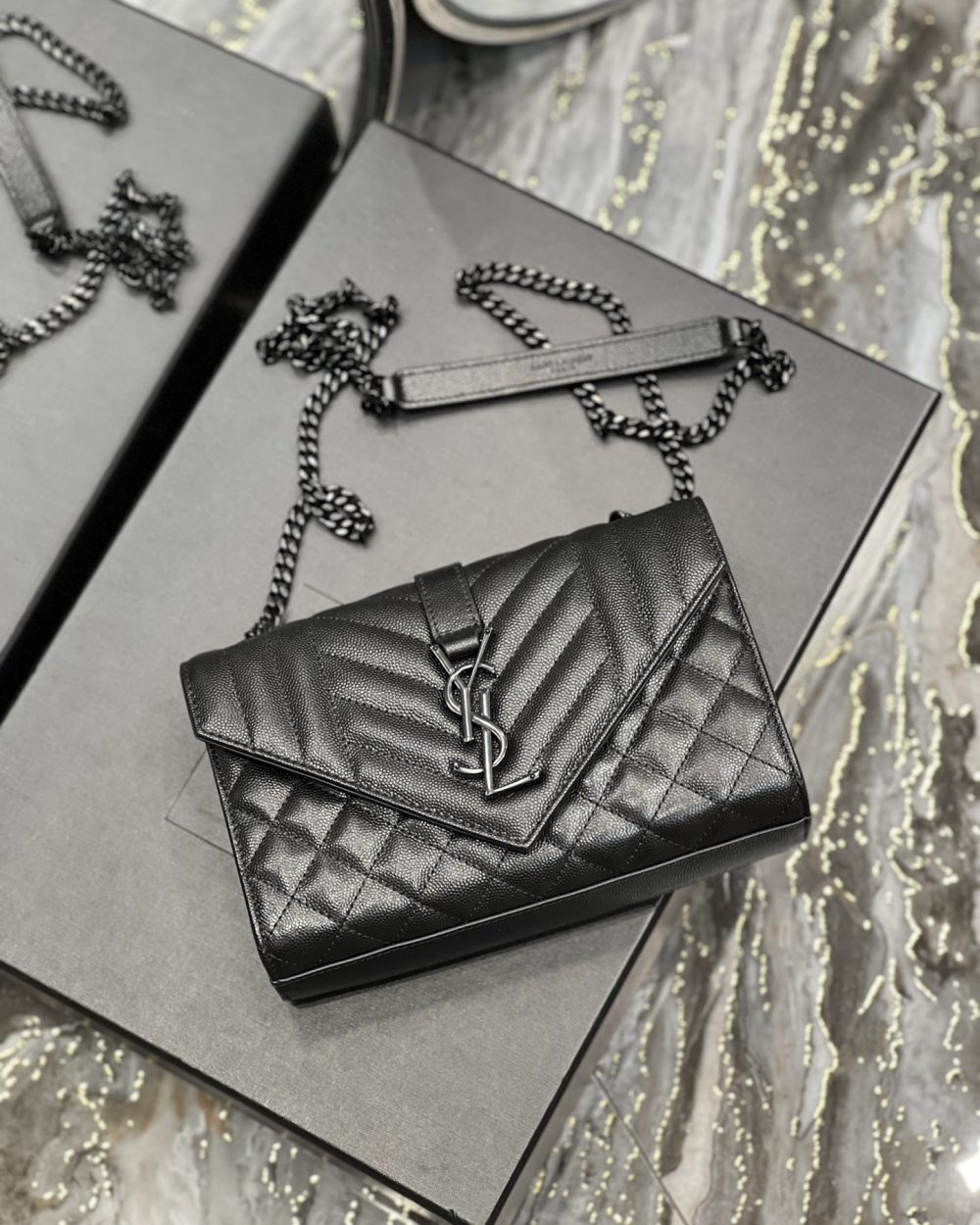 [REP 1:1] Saint Laurent Small Bag Black In Mix Matelasse For Women 8.2in/21cm YSL 600195BOW981000