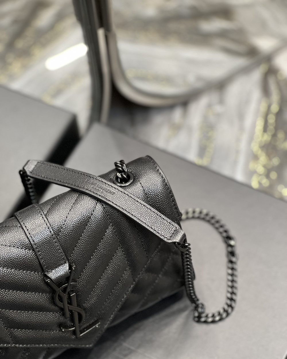 [REP 1:1] Saint Laurent Small Bag Black In Mix Matelasse For Women 8.2in/21cm YSL 600195BOW981000