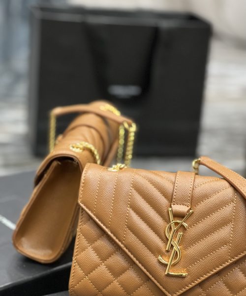 [REP 1:1] Saint Laurent Small Bag Dark Natural In Mix Matelasse For Women 8.2in/21cm YSL 600195BOW919207