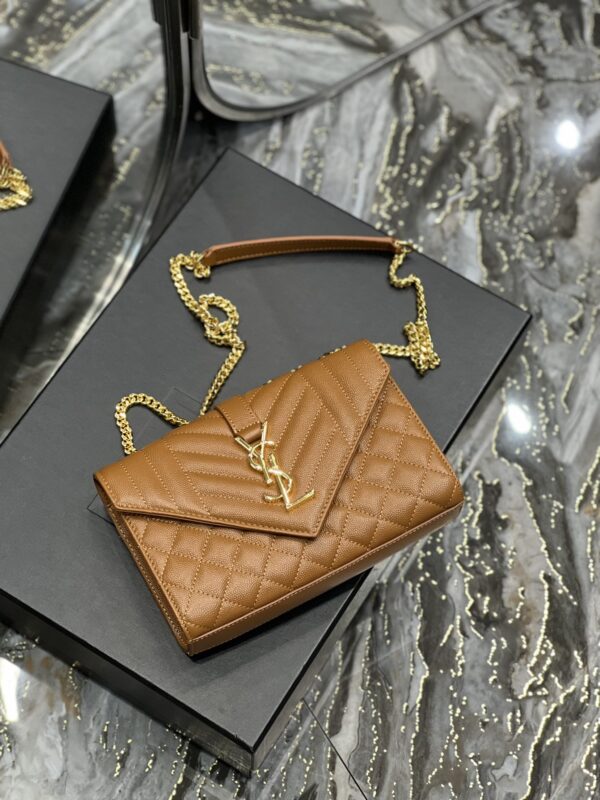 [REP 1:1] Saint Laurent Small Bag Dark Natural In Mix Matelasse For Women 8.2in/21cm YSL 600195BOW919207
