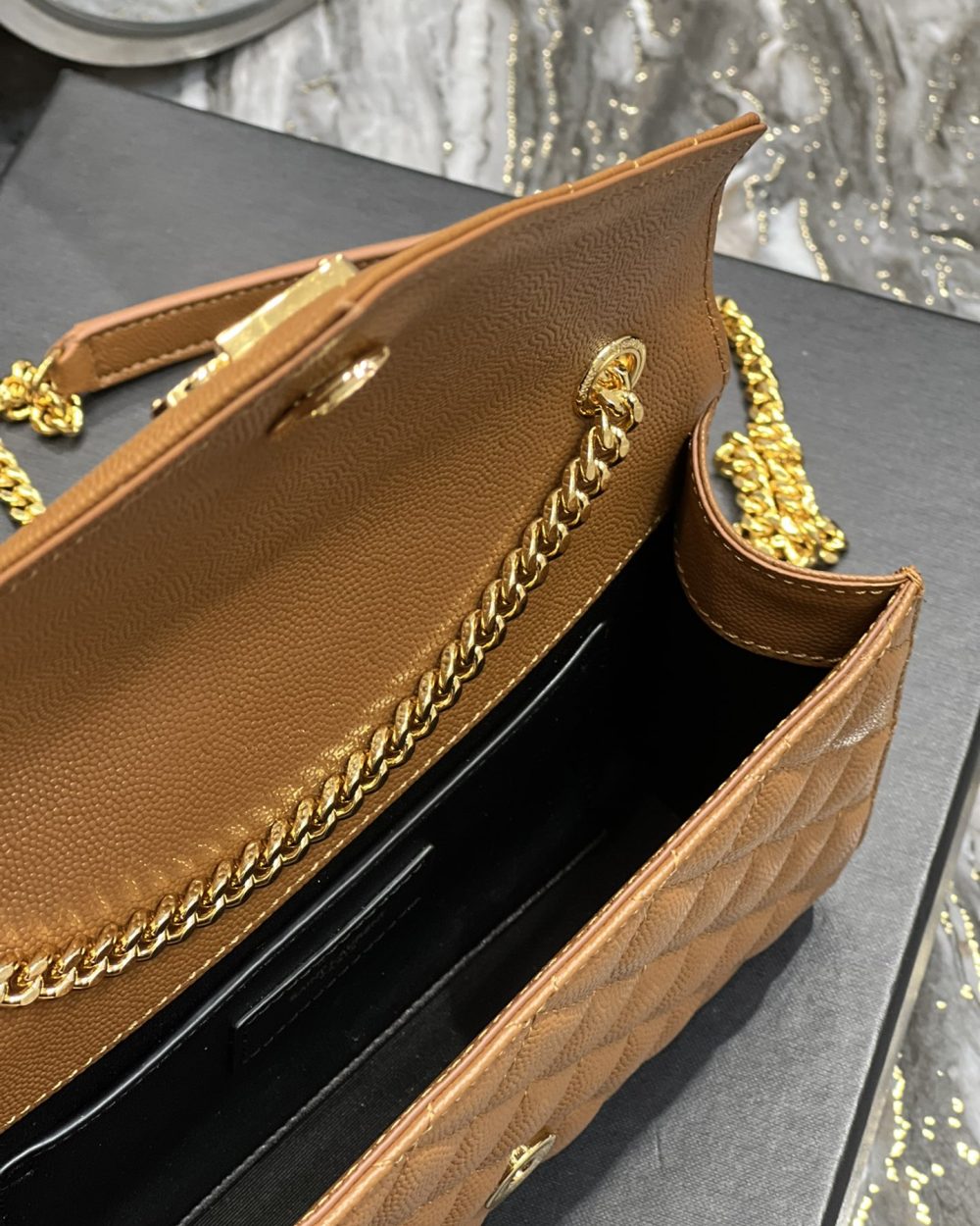 [REP 1:1] Saint Laurent Small Bag Dark Natural In Mix Matelasse For Women 8.2in/21cm YSL 600195BOW919207