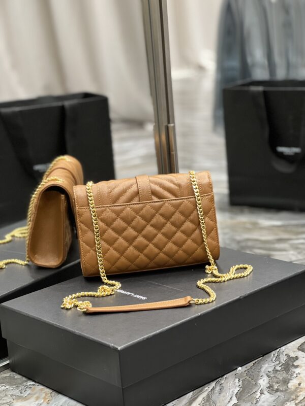 [REP 1:1] Saint Laurent Small Bag Dark Natural In Mix Matelasse For Women 8.2in/21cm YSL 600195BOW919207