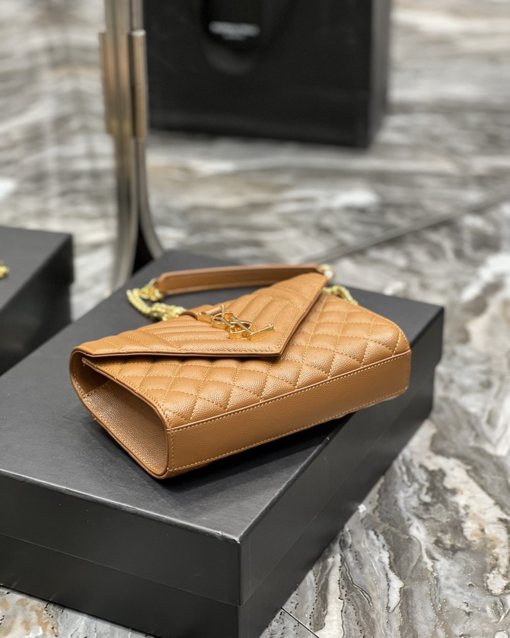 [REP 1:1] Saint Laurent Small Bag Dark Natural In Mix Matelasse For Women 8.2in/21cm YSL 600195BOW919207