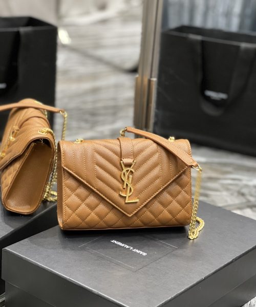 [REP 1:1] Saint Laurent Small Bag Dark Natural In Mix Matelasse For Women 8.2in/21cm YSL 600195BOW919207