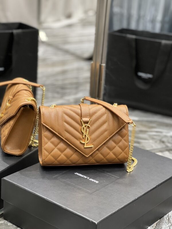 [REP 1:1] Saint Laurent Small Bag Dark Natural In Mix Matelasse For Women 8.2in/21cm YSL 600195BOW919207