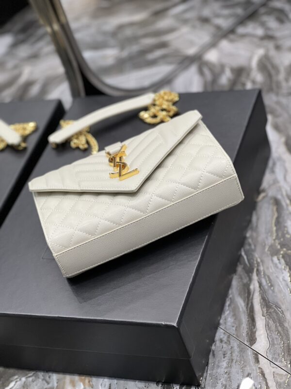 [REP 1:1] Saint Laurent Small Bag White In Mix Matelasse For Women 8.2in/21cm YSL 600195BOW919207