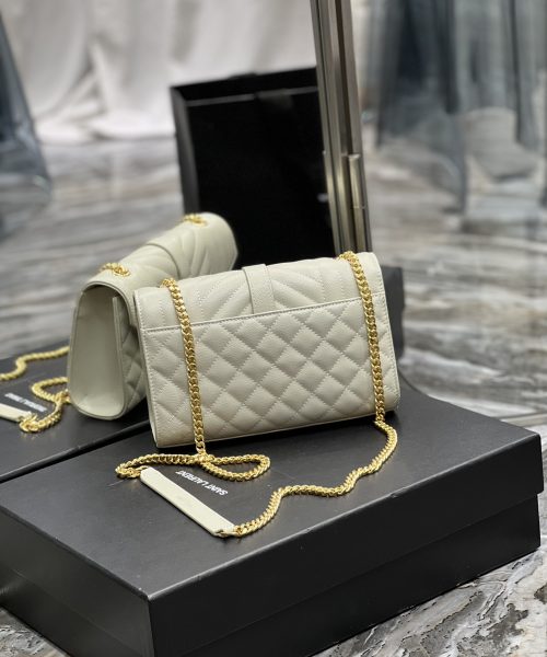 [REP 1:1] Saint Laurent Small Bag White In Mix Matelasse For Women 8.2in/21cm YSL 600195BOW919207