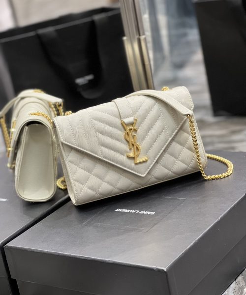 [REP 1:1] Saint Laurent Small Bag White In Mix Matelasse For Women 8.2in/21cm YSL 600195BOW919207