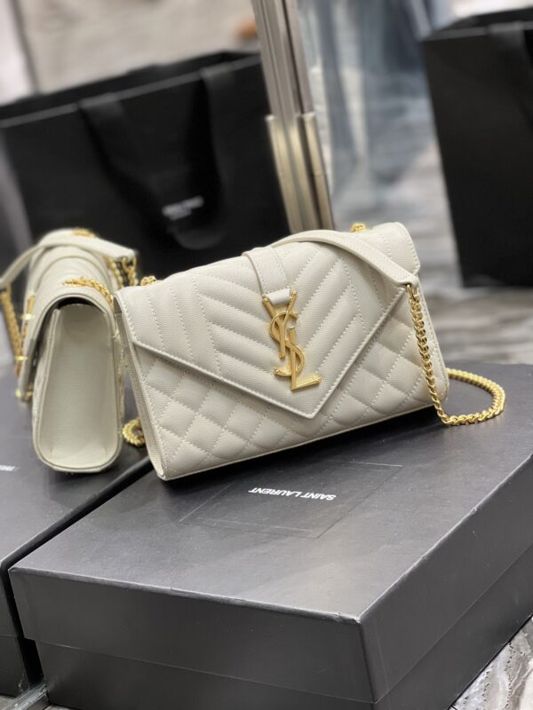 [REP 1:1] Saint Laurent Small Bag White In Mix Matelasse For Women 8.2in/21cm YSL 600195BOW919207