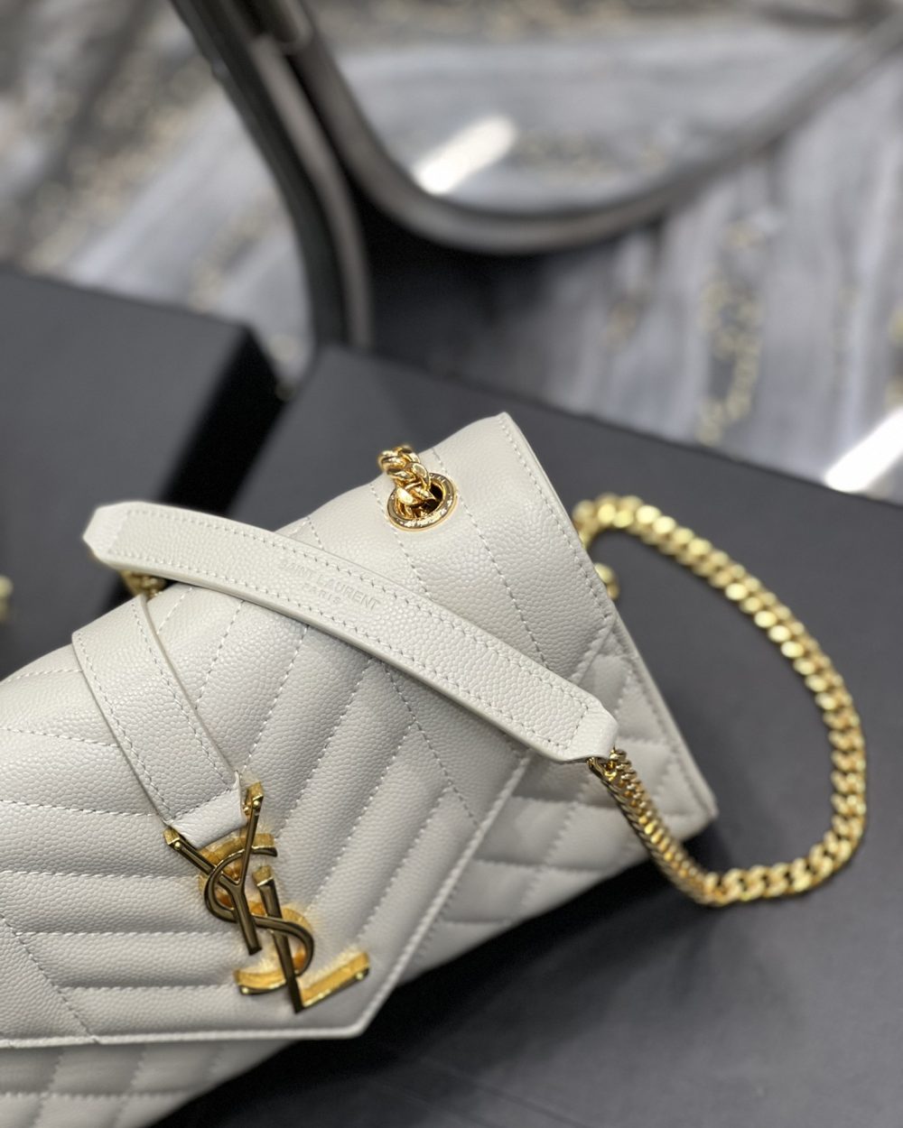 [REP 1:1] Saint Laurent Small Bag White In Mix Matelasse For Women 8.2in/21cm YSL 600195BOW919207
