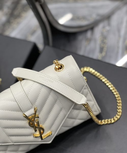 [REP 1:1] Saint Laurent Small Bag White In Mix Matelasse For Women 8.2in/21cm YSL 600195BOW919207