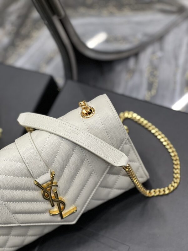 [REP 1:1] Saint Laurent Small Bag White In Mix Matelasse For Women 8.2in/21cm YSL 600195BOW919207