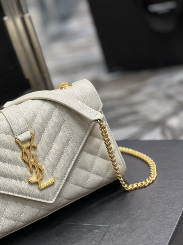 [REP 1:1] Saint Laurent Small Bag White In Mix Matelasse For Women 8.2in/21cm YSL 600195BOW919207
