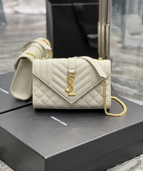 [REP 1:1] Saint Laurent Small Bag White In Mix Matelasse For Women 8.2in/21cm YSL 600195BOW919207