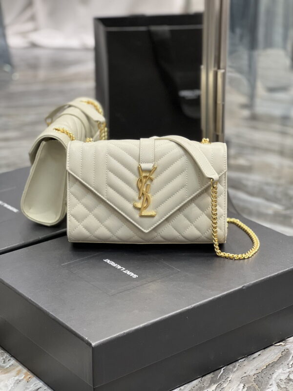 [REP 1:1] Saint Laurent Small Bag White In Mix Matelasse For Women 8.2in/21cm YSL 600195BOW919207