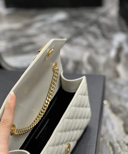 [REP 1:1] Saint Laurent Small Bag White In Mix Matelasse For Women 8.2in/21cm YSL 600195BOW919207
