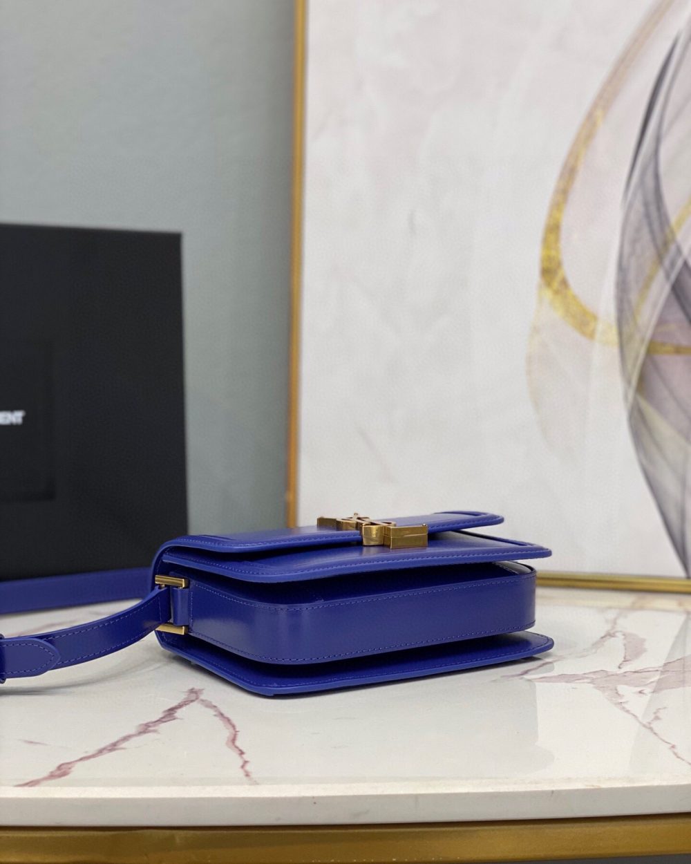 [REP 1:1] Saint Laurent Solferino Medium Satchel In Box Navy Blue For Women 9in/23cm YSL 6343050SX0W4147