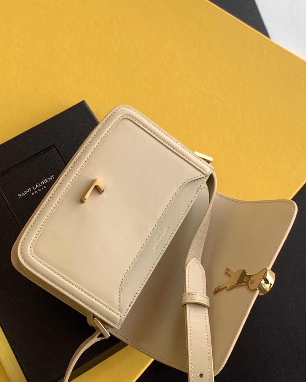 [REP 1:1] Saint Laurent Solferino Small Satchel Bag Beige In Box With Gold Hardware 7.4in/19cm YSl 6343060SX0W9207