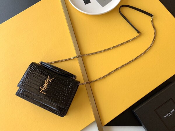 [REP 1:1] Saint Laurent Sunset Chain Bag With Gold Hardware For Women 7.4in/19cm YSL 533026DND1J1000