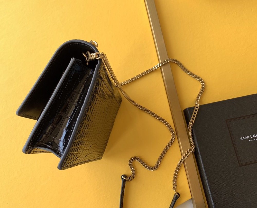 [REP 1:1] Saint Laurent Sunset Chain Bag With Gold Hardware For Women 7.4in/19cm YSL 533026DND1J1000