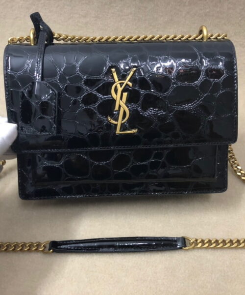 [REP 1:1] Saint Laurent Sunset Chain Wallet Black For Women 8.2in/21cm YSL