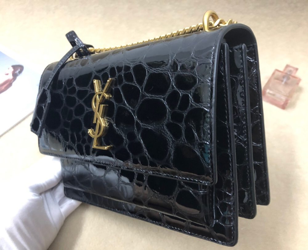 [REP 1:1] Saint Laurent Sunset Chain Wallet Black For Women 8.2in/21cm YSL